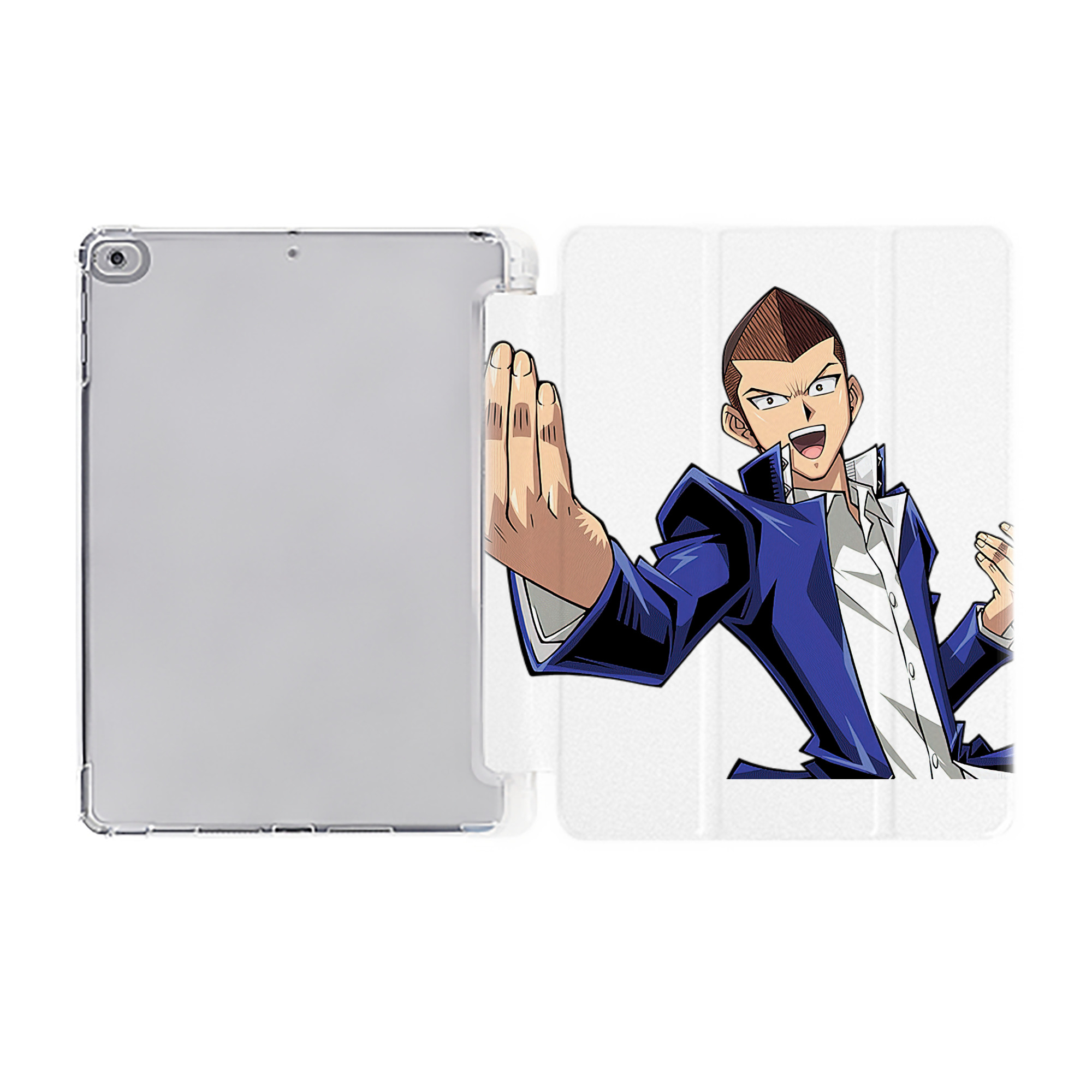 （画像用） 遊☆戯☆王 Yu-Gi-Oh! IPad ケース ペン収納付き 三つ折りスタンド PUレザー×シリコン 対応機種9.5/10.5/10.9インチ